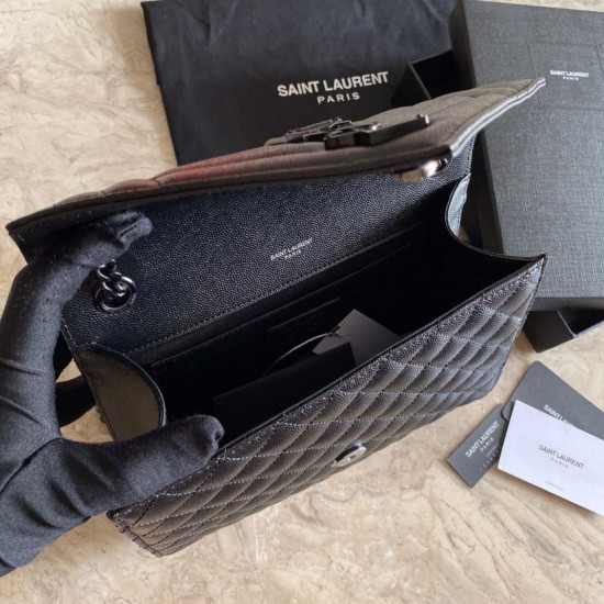 Replica YSL Saint Laurent Medium Envelope Bag Mix Matelasse Black Gold Hardware
