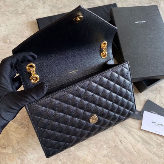 Replica YSL Saint Laurent Medium Envelope Bag Mix Matelasse Black Gold Hardware