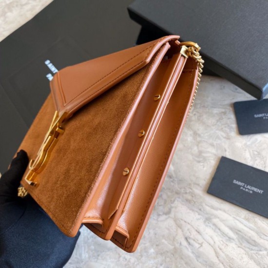 Fake YSL Saint Laurent Cassandra Medium Suede Bag Brown Replica Fake YSL Saint Laurent Cassandra Medium Suede Bag Brown Replica