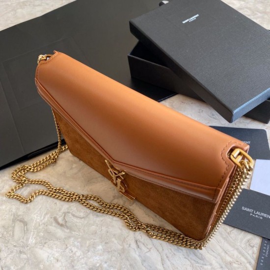Fake YSL Saint Laurent Cassandra Medium Suede Bag Brown Replica Fake YSL Saint Laurent Cassandra Medium Suede Bag Brown Replica