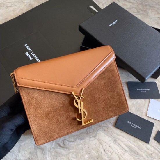 Fake YSL Saint Laurent Cassandra Medium Suede Bag Brown Replica Fake YSL Saint Laurent Cassandra Medium Suede Bag Brown Replica