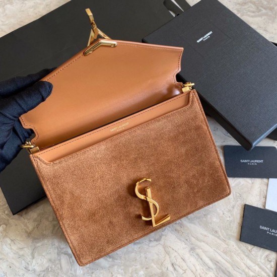 Fake YSL Saint Laurent Cassandra Medium Suede Bag Brown Replica Fake YSL Saint Laurent Cassandra Medium Suede Bag Brown Replica
