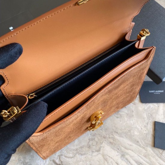 Fake YSL Saint Laurent Cassandra Medium Suede Bag Brown Replica Fake YSL Saint Laurent Cassandra Medium Suede Bag Brown Replica