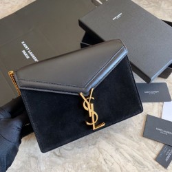 Replica YSL Saint Laurent Cassandra Medium Suede Bag Black