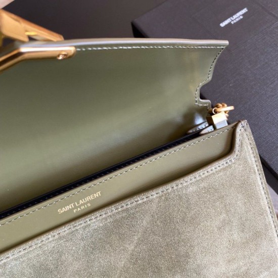 Replica YSL Saint Laurent Cassandra Medium Suede Bag Light Green Fake YSL Saint Laurent Cassandra Medium Suede Bag Light Green Replica