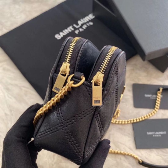 Fake YSL Saint Laurent Quilted Chain Bag Black Replica