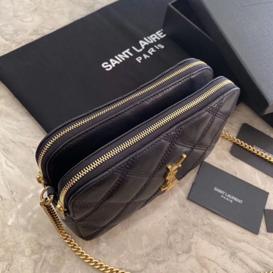 Fake YSL Saint Laurent Quilted Chain Bag Black Replica