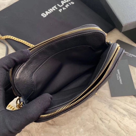 Fake YSL Saint Laurent Quilted Chain Bag Black Replica