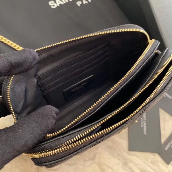Fake YSL Saint Laurent Quilted Chain Bag Black Replica