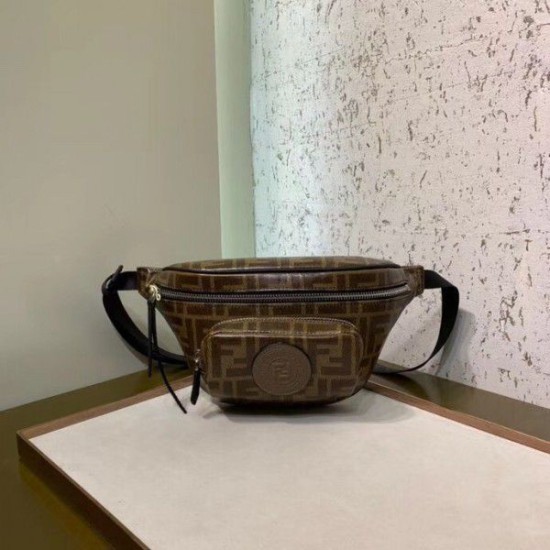 Replica Belt Bag In Glazed Fabric With FF Motif Replica Belt Bag In Glazed Fabric With FF Motif