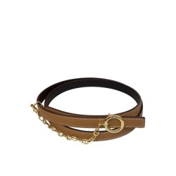 Fake Hermes Epsom Leather Belt Glod Hardware Coffee Replica