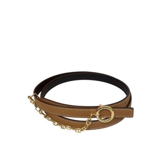 Fake Hermes Epsom Leather Belt Glod Hardware Coffee Replica