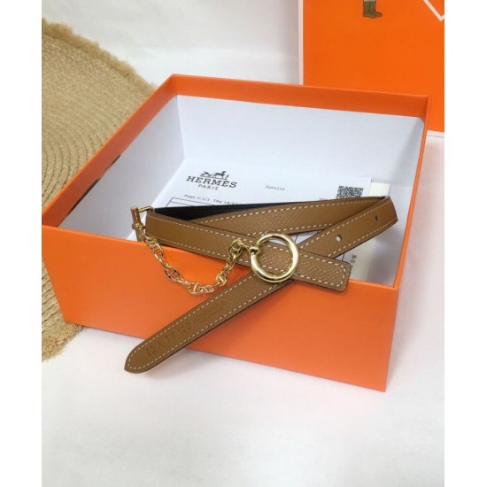 Fake Hermes Epsom Leather Belt Glod Hardware Coffee Replica