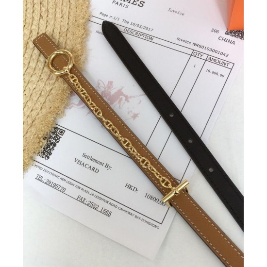 Fake Hermes Epsom Leather Belt Glod Hardware Coffee Replica