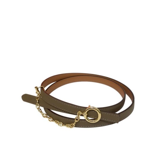 Fake Hermes Epsom Leather Belt Glod Hardware Gray Replica