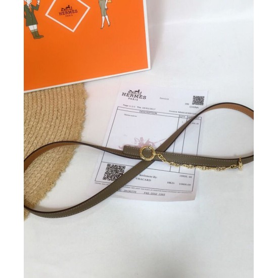 Fake Hermes Epsom Leather Belt Glod Hardware Gray Replica