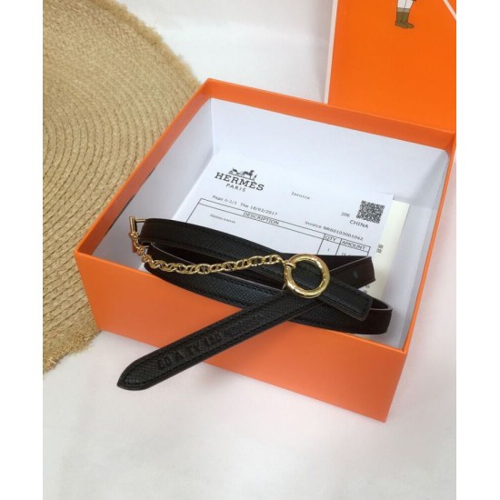 Replica Hermes Epsom Leather Belt Glod Hardware Black