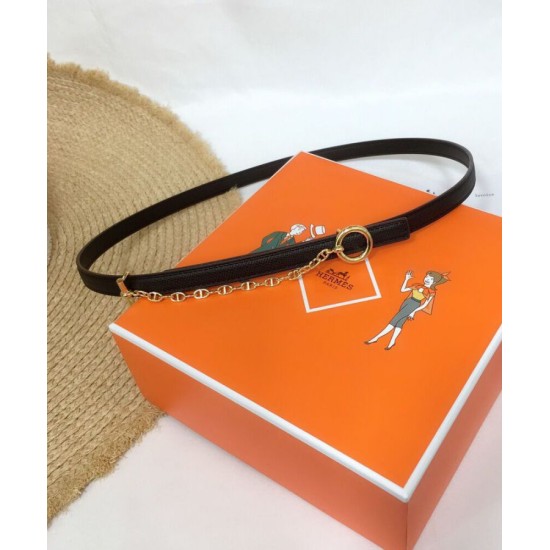 Replica Hermes Epsom Leather Belt Glod Hardware Black