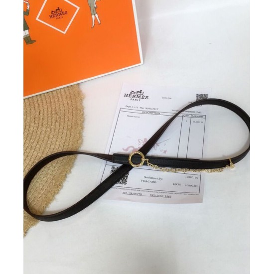 Replica Hermes Epsom Leather Belt Glod Hardware Black