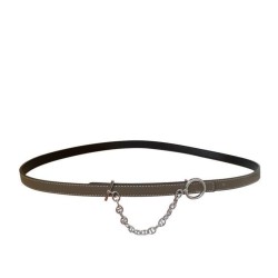 Replica Hermes Epsom Leather Belt Silver Hardware Gray