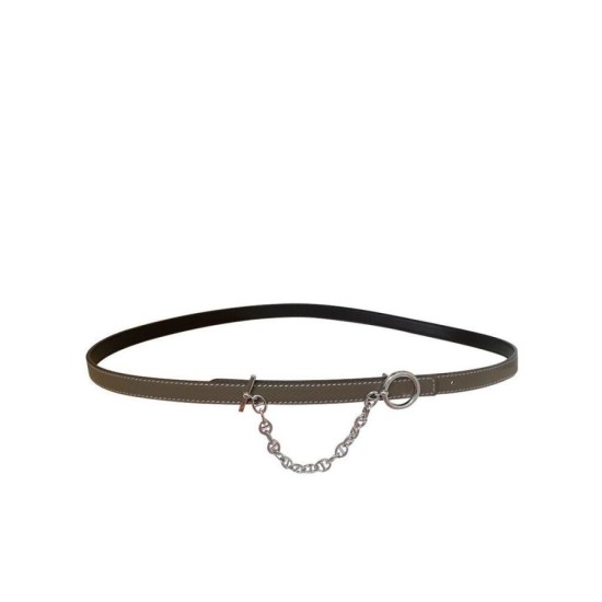 Replica Hermes Epsom Leather Belt Silver Hardware Gray