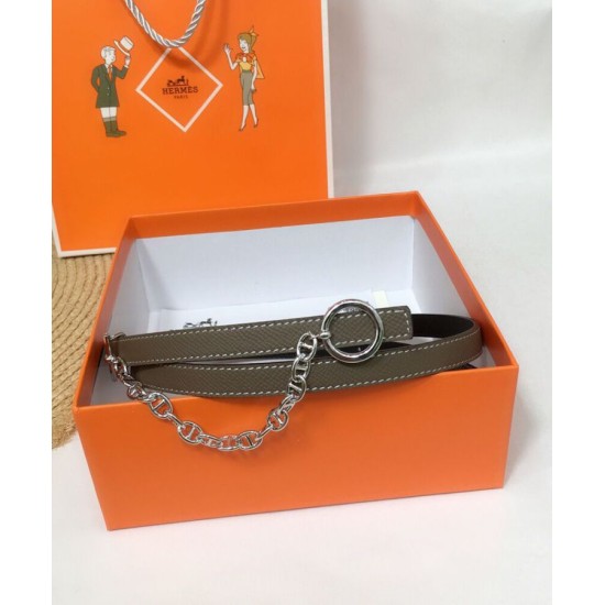 Replica Hermes Epsom Leather Belt Silver Hardware Gray