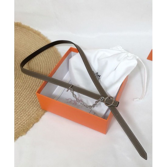 Replica Hermes Epsom Leather Belt Silver Hardware Gray