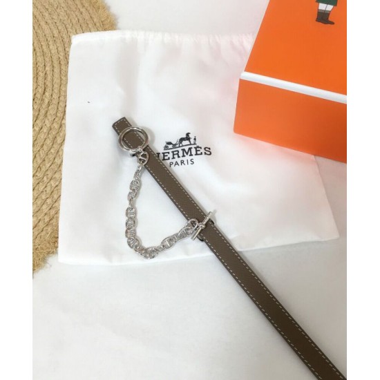 Replica Hermes Epsom Leather Belt Silver Hardware Gray