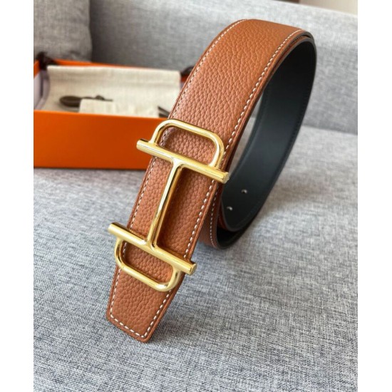 Replica Hermes Royal Belt Buckle &amp; Reversible Leather Strap 38mm Coffee