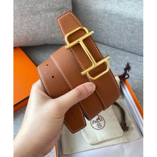 Replica Hermes Royal Belt Buckle &amp; Reversible Leather Strap 38mm Coffee