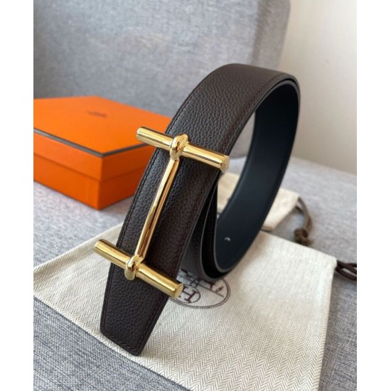 Fake Hermes Royal Belt Buckle &amp; Reversible Leather Strap 38mm Henna Replica