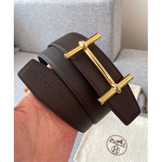 Fake Hermes Royal Belt Buckle &amp; Reversible Leather Strap 38mm Henna Replica