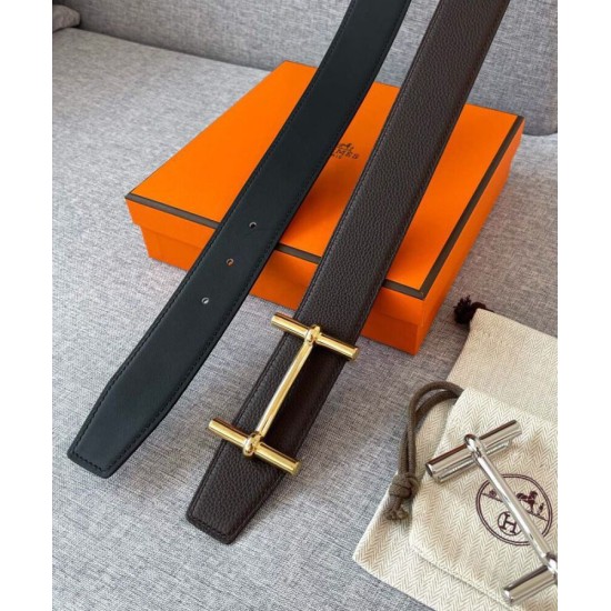 Fake Hermes Royal Belt Buckle &amp; Reversible Leather Strap 38mm Henna Replica