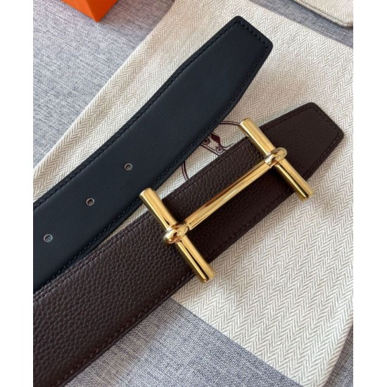 Fake Hermes Royal Belt Buckle &amp; Reversible Leather Strap 38mm Henna Replica