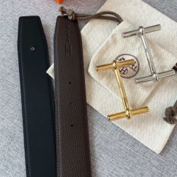 Fake Hermes Royal Belt Buckle &amp;amp; Reversible Leather Strap 38mm Henna Replica