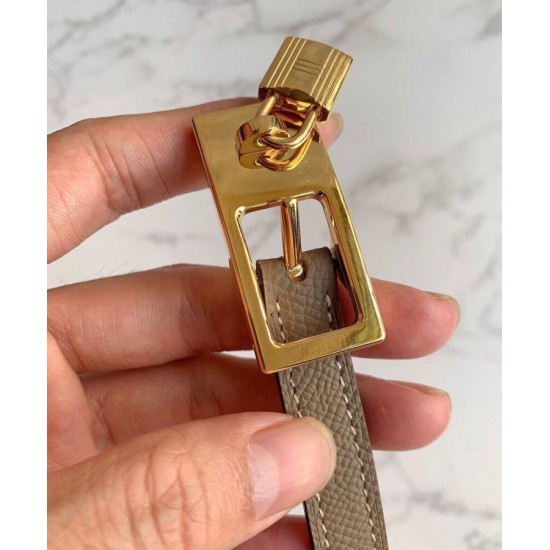 Fake Hermes Lucky 15 Reversible Belt Khaki Replica