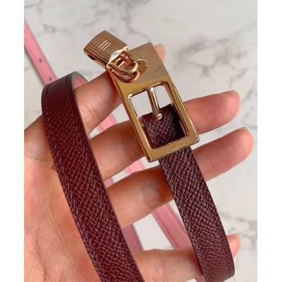 Fake Hermes Lucky 15 Reversible Belt Mauve Replica