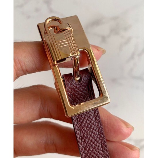 Fake Hermes Lucky 15 Reversible Belt Mauve Replica