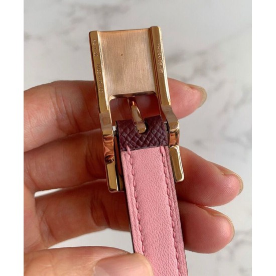 Fake Hermes Lucky 15 Reversible Belt Mauve Replica