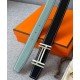 Fake Hermes H Au Carre Belt Buckle &amp; Reversible Leather Strap 32mm Light Blue Replica
