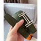 Fake Hermes H Au Carre Belt Buckle &amp; Reversible Leather Strap 32mm Green Replica