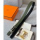 Fake Hermes H Au Carre Belt Buckle &amp; Reversible Leather Strap 32mm Green Replica