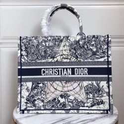 Replica Dior Book Tote Bag Around The World Embroidered Canvas Blue