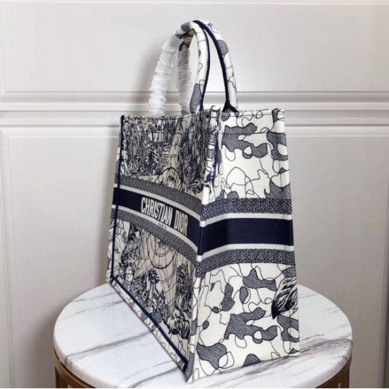 Replica Dior Book Tote Bag Around The World Embroidered Canvas Blue