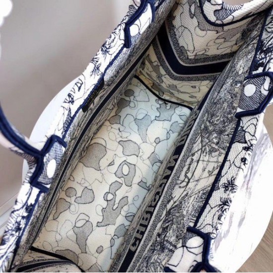 Replica Dior Book Tote Bag Around The World Embroidered Canvas Blue
