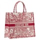 Fake Dior Book Tote Bag Hydrangea Flowers Canvas Red Replica