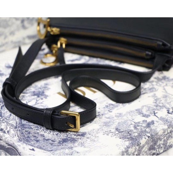 Fake Dior Saddle Trio Pouch With Strap Black Replica