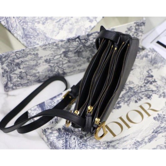 Fake Dior Saddle Trio Pouch With Strap Black Replica