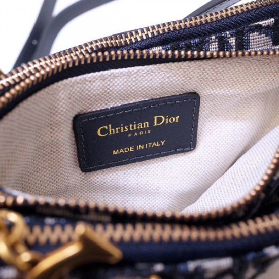 Replica Dior Saddle Trio Pouch With Strap Oblique Blue
