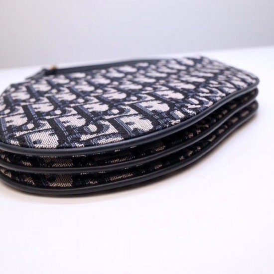Replica Dior Saddle Trio Pouch With Strap Oblique Blue